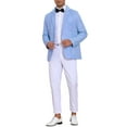 thumbnail image 2 of INSPIRE CHIC Stripes Blazer for Men's Single Breasted Sport Coat Business Striped Suit Jacket M Blue White, 2 of 5