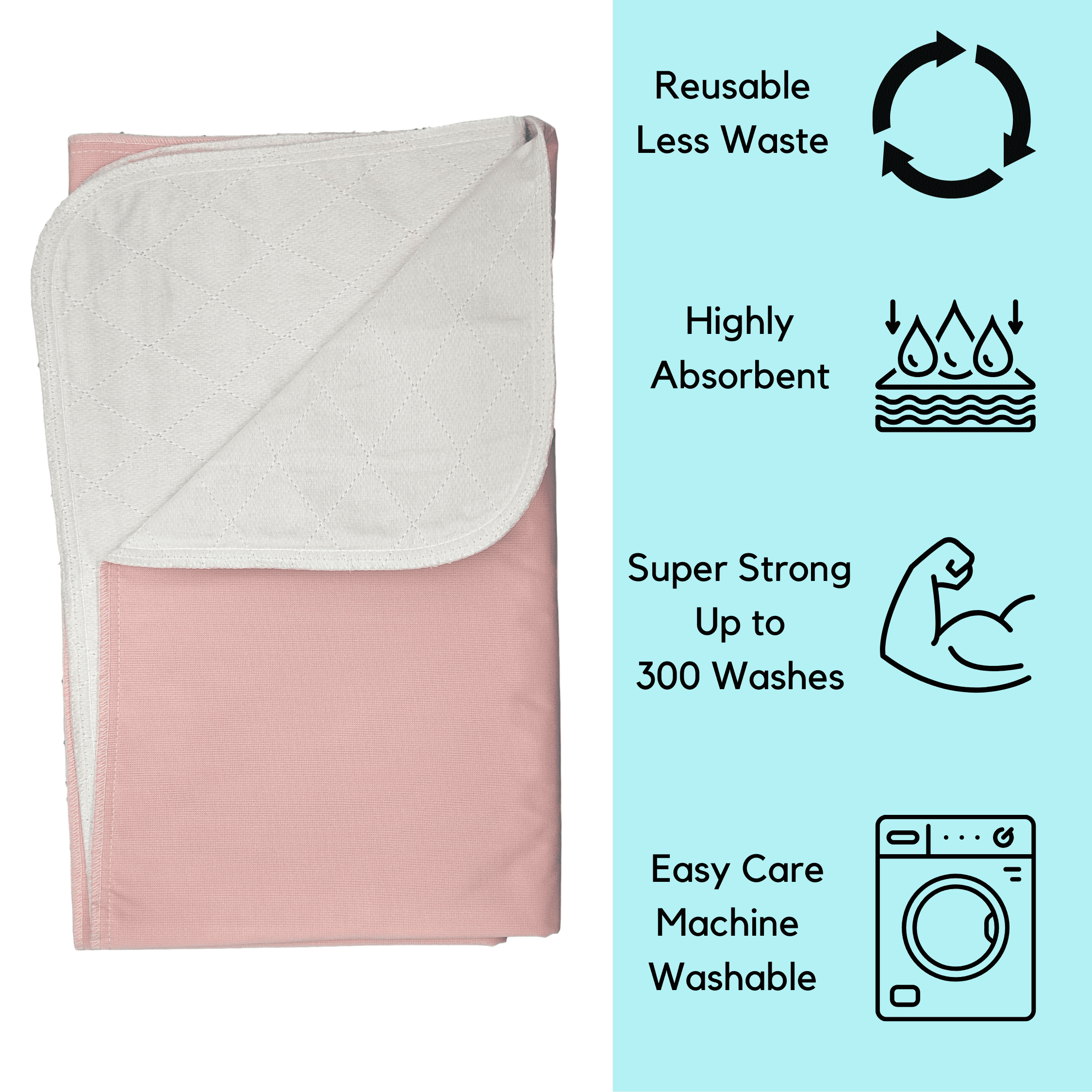 6 Bed Pads Washable Incontinence Underpad Chucks Absorbs 8oz 34 x 36 Pink