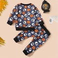 thumbnail image 4 of NOLDARES Toddler Boy Girl Halloween Outfit Pumpkin Print Crewneck Sweatshirt Ghost Pants Set Baby Fall Winter oversize Clothes(Black,0-6 M), 4 of 4