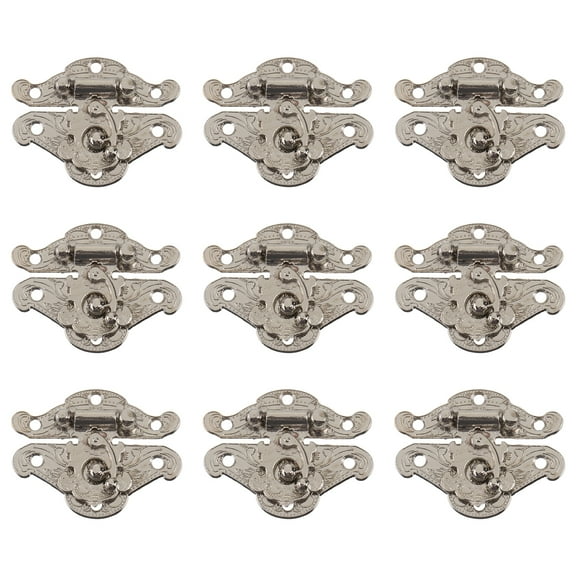 Himition 10Pcs Retro Wood Box Latch Creative Jewelry Case Hasp Packing Box Buckle Silver