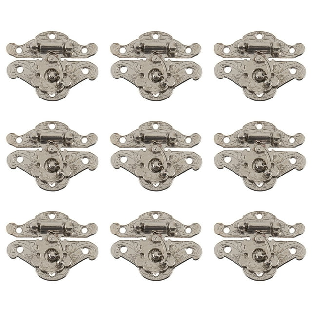 CIMAXIC 10Pcs Retro Wood Box Latch Creative Jewelry Case Hasp Packing Box Buckle Silver,1.93"X1.54"X0.47"