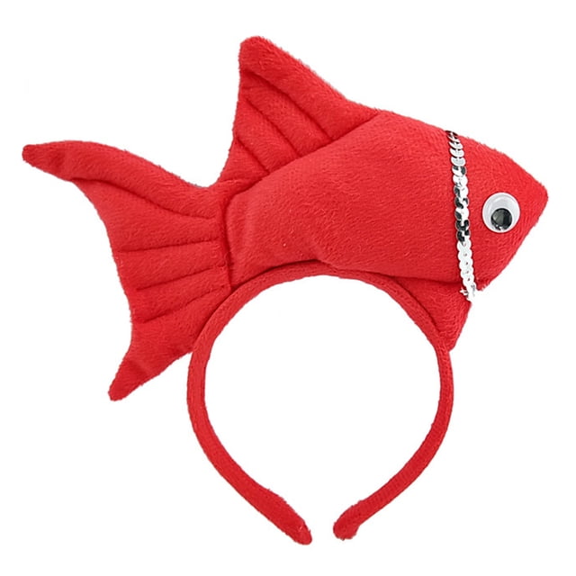 Visland Serre-Tête Poisson Rouge Design Poisson Serre-Tête Réglable Accessoires de Cosplay Déguisement Fête Anniversaire Fournitures