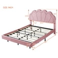 thumbnail image 3 of Harper & Bright Designs Full Pink LED Bed Frame with Wooden Flowers Headboard, Floating Velvet Upholstered Platform Bed Frame with LED Light, 3 of 10