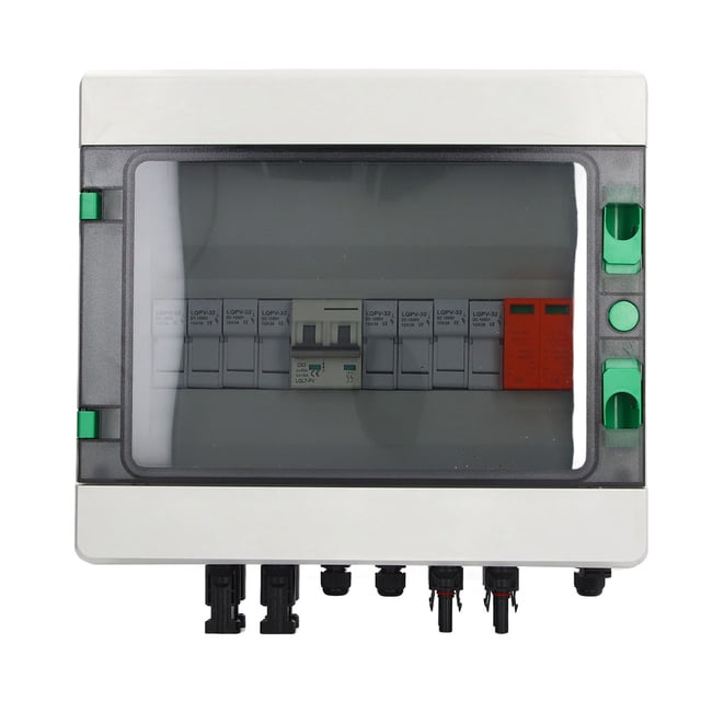 Caja combinadora fotovoltaica de 4 cadenas, resistente al agua, con fusible de 15 A, protector contra sobretensiones de 63 A, CC de 500 V