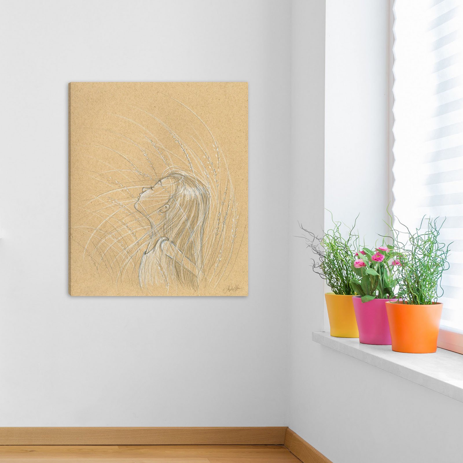 Marmont Hill - "Face Tilt" by Phyllis Harris Painting Print on Wrapped Canvas