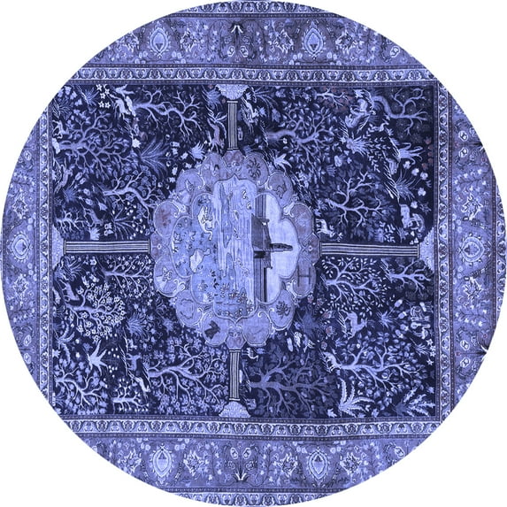 Ahgly Company Indoor Round Persian Blue Traditional Area Rugs, 8' Round