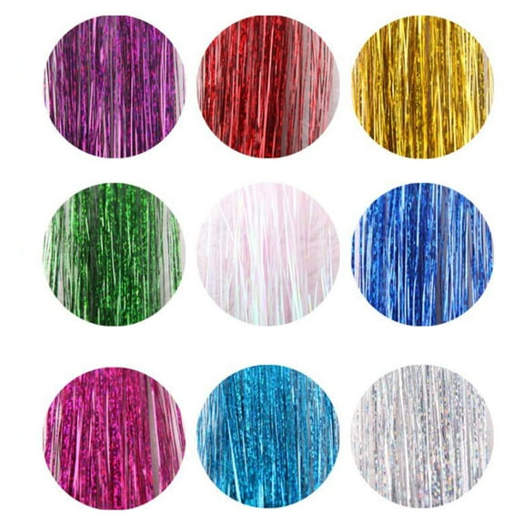 WHAMVOX 9 Pcs Glitter Hair Extensions Highlights Color Dazzle Pieces