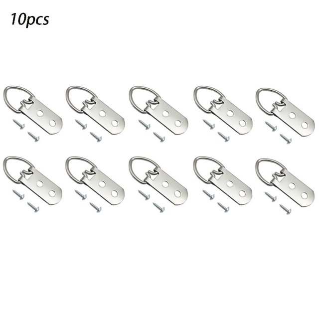 Kit de colgadores de cuadros Leke con anilla en D y tornillos (10/50 piezas, ganchos para colgar marcos de 2/3 orificios)