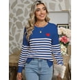 thumbnail image 3 of Striped Sweater for Women 2024 Fashion Crewneck Lightweight Heart Sweater Casual Loose Side Split Pullover Tops Shermie, 3 of 6