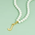 thumbnail image 5 of Dainty 18K Gold Plated Initial Pearls Chain Necklace for Women, 16''+3.5'' Length 0.3'' Round Imitation Pearls Chain Personalized 26 Capital A-Z Initial Charm Pendant Necklaces for Women, 5 of 5