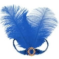 thumbnail image 2 of HuangHuanChen 1920s Flapper Headbands, Women Roaring 20s Hair Flapper Headpiece, Sparkling Sequin Head Band, Elastic Vintage Rhinestone Headpieces for Carnivals, Retro Parties, Themed Events Blue, 2 of 4