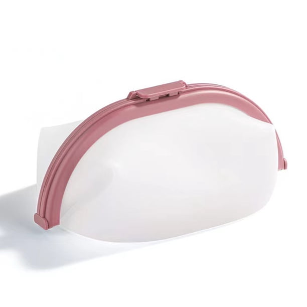 Cateissary Bolsas de silicona reutilizables para el hogar, bolsa de almacenamiento de alimentos para aperitivos, bolsa plegable, contenedores de Organizadores de utensilios de cocina Rosa