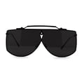 thumbnail image 1 of SA106 Retro Shield Oceanic Lens Oversize Flat Top Metal Sunglasses All Black, 1 of 4