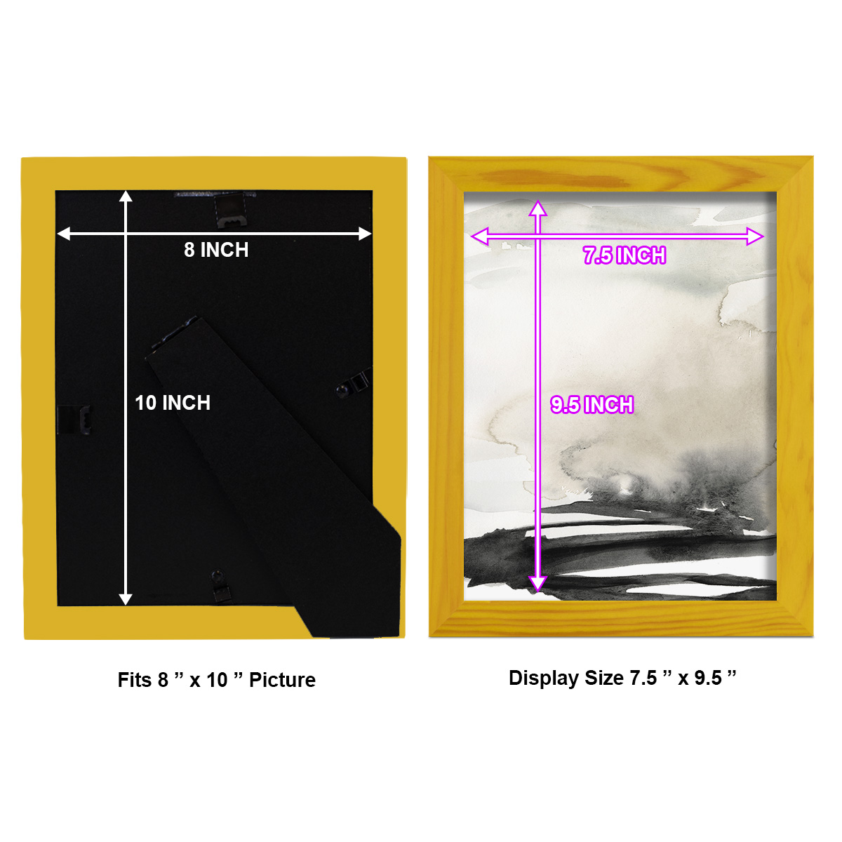 Ebony Horizon Triptych I - Framed Print w/glass - Sunflower Yellow