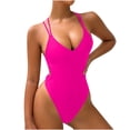 thumbnail image 2 of HUPOM Tankini Swimsuits For Women Mid Waist Sheath One-Piece High Cut Holiday Underwire Swimwear Clearance Hot Pink size 4, 2 of 8
