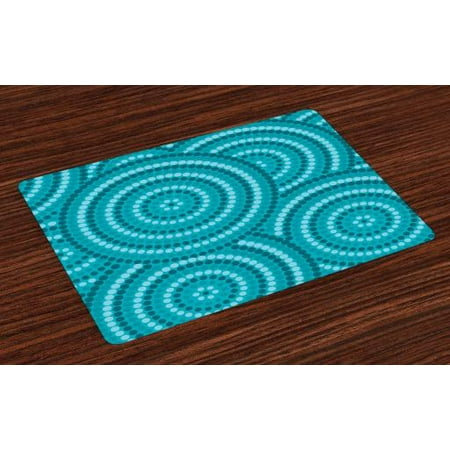 Teal Placemats Set Of 4 Abstract Aboriginal Tradition Dot Painting