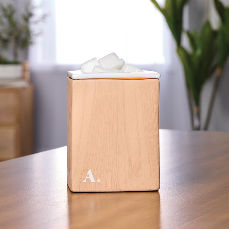 Allswell Bamboo Illumination Wax Warmer with Square Ceramic Body