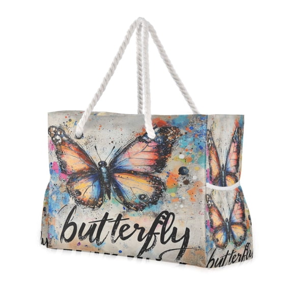 DIXRUYEE Beach Cooler Travel Tote Bags Beach Bag Fashion Blueberry Burst Printed