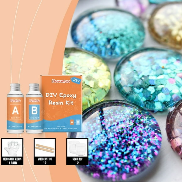 EGNMCR Transparent Epoxy Resin Kit Curing Adhesive High Transparency Quick Drying Adhesive Odorless Jewelry Production Process Resin Artwork 100ml epoxy resin
