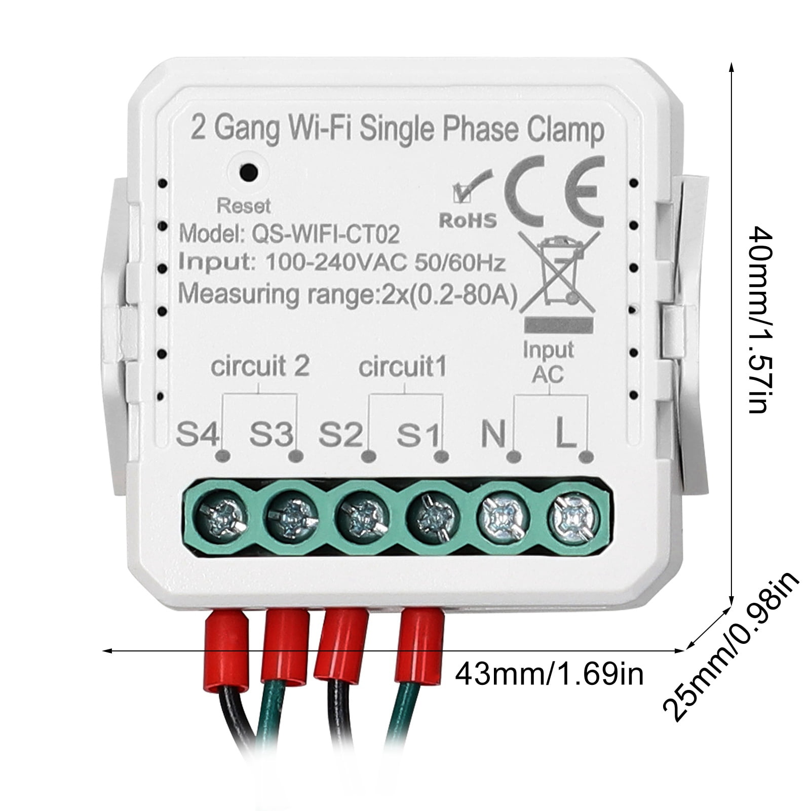 Tuya Smart WiFi Energy Meter – Bidirectional 2-Channel, 80A With Current Transformers, Real-Time Power Monitor & Buzzer Alarm