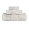 thumbnail image 3 of Superior Zero Twist Cotton Waffle Border 3-Piece Towel Set, Stone, 3 of 13