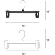 Hanger Central 100 Pack Pants Hangers – 10 Inch Slim Plastic Clothes Hangers with Clips for Skirts, Pants, Shorts – Heavy Duty Space Saving Non Slip Closet Organizer with Swivel Hook – Black