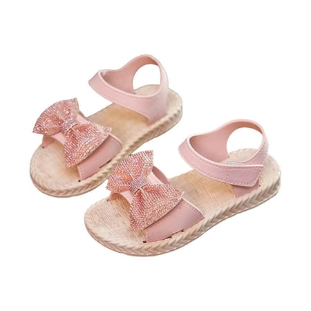 

Cathalem Sandal Girls Little Kid Female Slip on Sandals for Girls Soild Bowknot Princress Shoes Soft Sole Non Slip First Walkers Jelly Sandals for Babies Pink 10