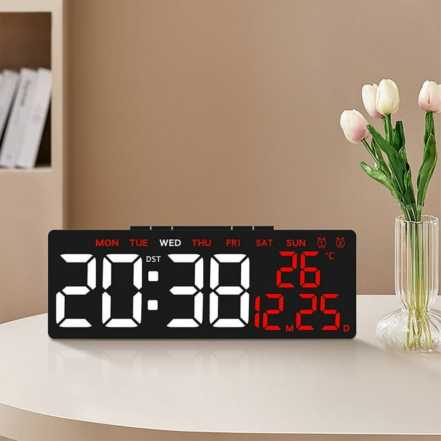 Fiudx Reloj Despertador Digital, Pantalla Multifunción con Fecha, Temperatura y Hora, Brillo Ajustable para Una Visualización Cómoda, Diseño Elegante para Uso En Casa o En La Oficina, Comodidad Moder