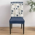 thumbnail image 4 of Chair Covers Dark Blue Starfish Shell Dining Chair Slipcovers Ocean Jellyfish Coral Stripe Stretch Removable Chair Seat Protector Party Decoration Set of 4, 4 of 6