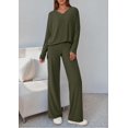 thumbnail image 3 of PRETTYGARDEN 2 Piece Lounge Sets for Women Fall Outfits Casual Knit V Neck Long Sleeve Tops Wide Leg Pants Matching Set, 3 of 8
