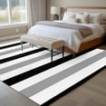 thumbnail image 5 of Black Gray Striped Large Area Rugs for Bedroom Living Room, Soft Non Slip Carpet Bedside Rug, Farmhouse Stripe Art Rectangular Floor Cover Kitchen Accent Rug 6'x9' for Dining Room/Office, 5 of 9
