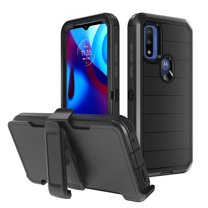 NIFFPD Moto G Pure Case, Moto G Power 2022 Case，with Belt-Clip Holster Dual Layer Rugged Shockproof Anti-Drop Black