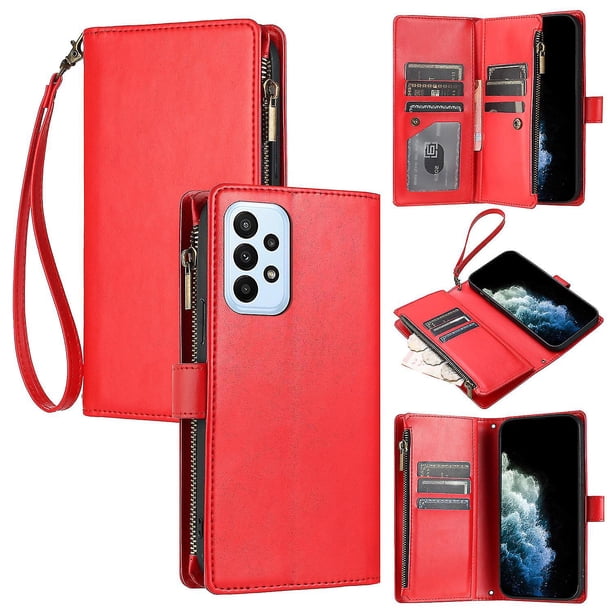 Funda tipo cartera de PU para Samsung A72 4G 5G con cordón, ranura para múltiples tarjetas, protección total, estilo retro, PU+TPU