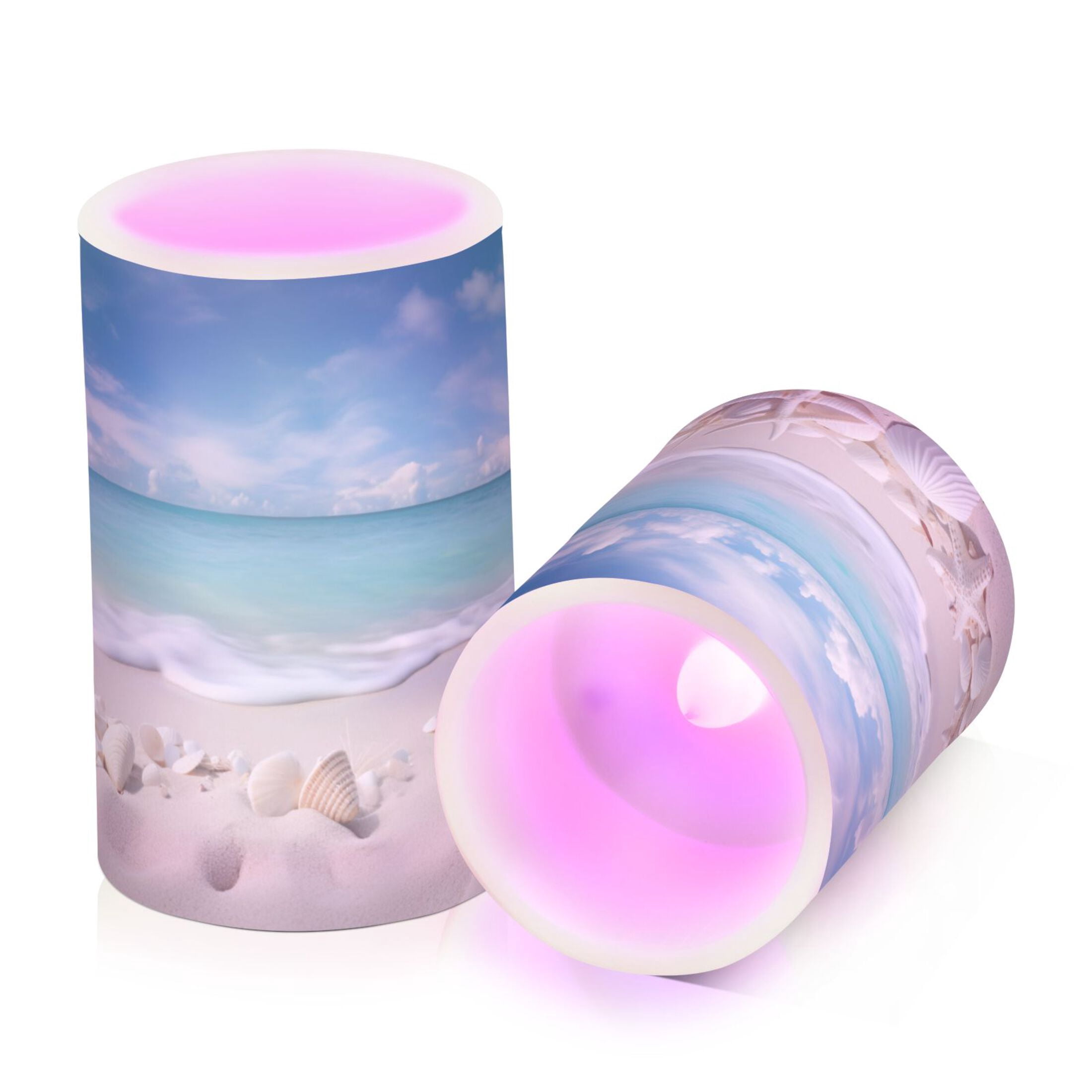 Beach Shells Sea Flameless Candles&nbsp;LED Lights Battery Operated Candles with Remote and Timers Flicker Lights Votive Set of 2