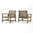 thumbnail image 2 of Euroco 2-Piece Outdoor Wicker Club Chair Set with Acacia Wood Frame and Weather-Resistant Design, 2 of 9