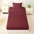 thumbnail image 4 of Castle Fairy Abstract Minimalist Vertical Line Twin Sheets 3pcs,Geometric Strip Pattern Bedding,Deep Red Slate Blue,1 Flat Sheet, 1 Fitted Sheet and 1 Pillowcase, 4 of 7