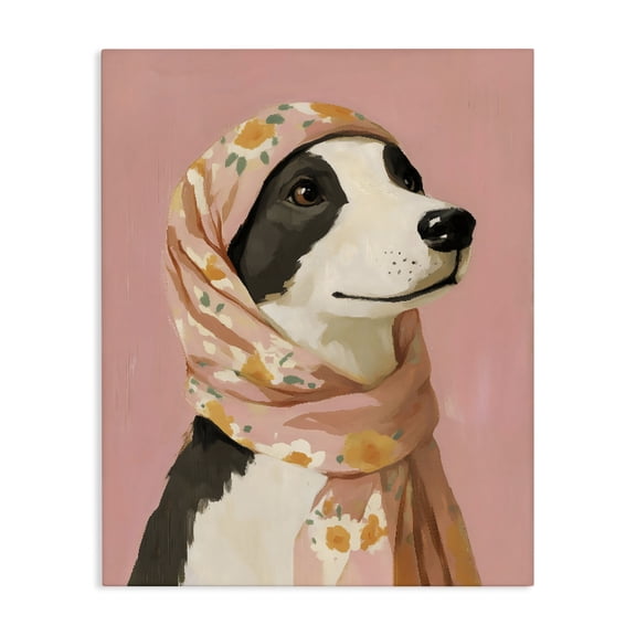 Stupell Industries Art Deco Dog Babushka in Floral Scarf Canvas Art, 16 x 20, by The Prints Vibe