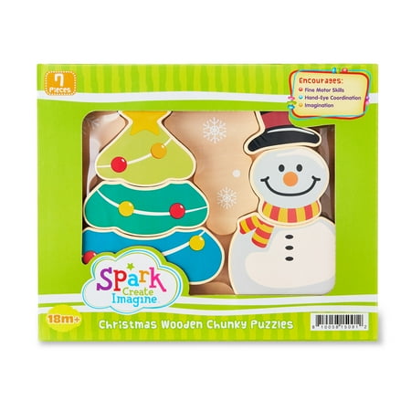 Spark.Create.Imagine Christmas Wooden Chunky Puzzles, 7 Pieces