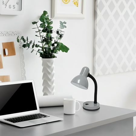 Simple Designs - Basic Metal Desk Lamp with Flexible Hose Neck - Silver
