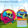 thumbnail image 2 of Colorful Halloween Skull Skeleton Stained Glass Suncatcher Handmade Window Hanging Colored Glass Suncatcher Crafts Kits for Indoor Garden Decor Memorial Gift 16x16cm(2), 2 of 7
