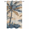 thumbnail image 2 of Outdoor Curtains for Patio Waterproof, Navy Blue Brown Windproof Pravicy Outside Porch Blackout Curtain, Tropical Botanical Palm Leaves Retro Sun Blocking Grommets Curtains for Cabana Gazebo 54"x108", 2 of 9