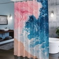 thumbnail image 3 of Pink Blue Shower Curtains for Bathroom, Gradient Wave Abstract Ocean Beach Coastal Washable Fabric Shower Curtain with Hooks Waterproof Bathroom Decor Sets, 48 x 72 Inches, 3 of 9
