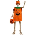 thumbnail image 3 of Halloween Skeleton Costume Set Pumpkin Tunic Hat and Treat Bag Large Skeleton Accessory Outfit for Yard Display Party Use, 3 of 8