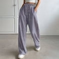 thumbnail image 2 of Loopsun Women Full Length Pants Print Striped Daily Outfits Mid Waist Drawstring Pocket Casual Long Pants, 2 of 5