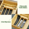 thumbnail image 3 of NiHome All-Bamboo Build Double-Decker Flatware Organizer for Kitchen Utensils, Silverware, Makeup, Office Supplies, with Large Lower Tray, Sliding Upper Tray, Cutlery Rack and Detachable Tool Rest, 3 of 8