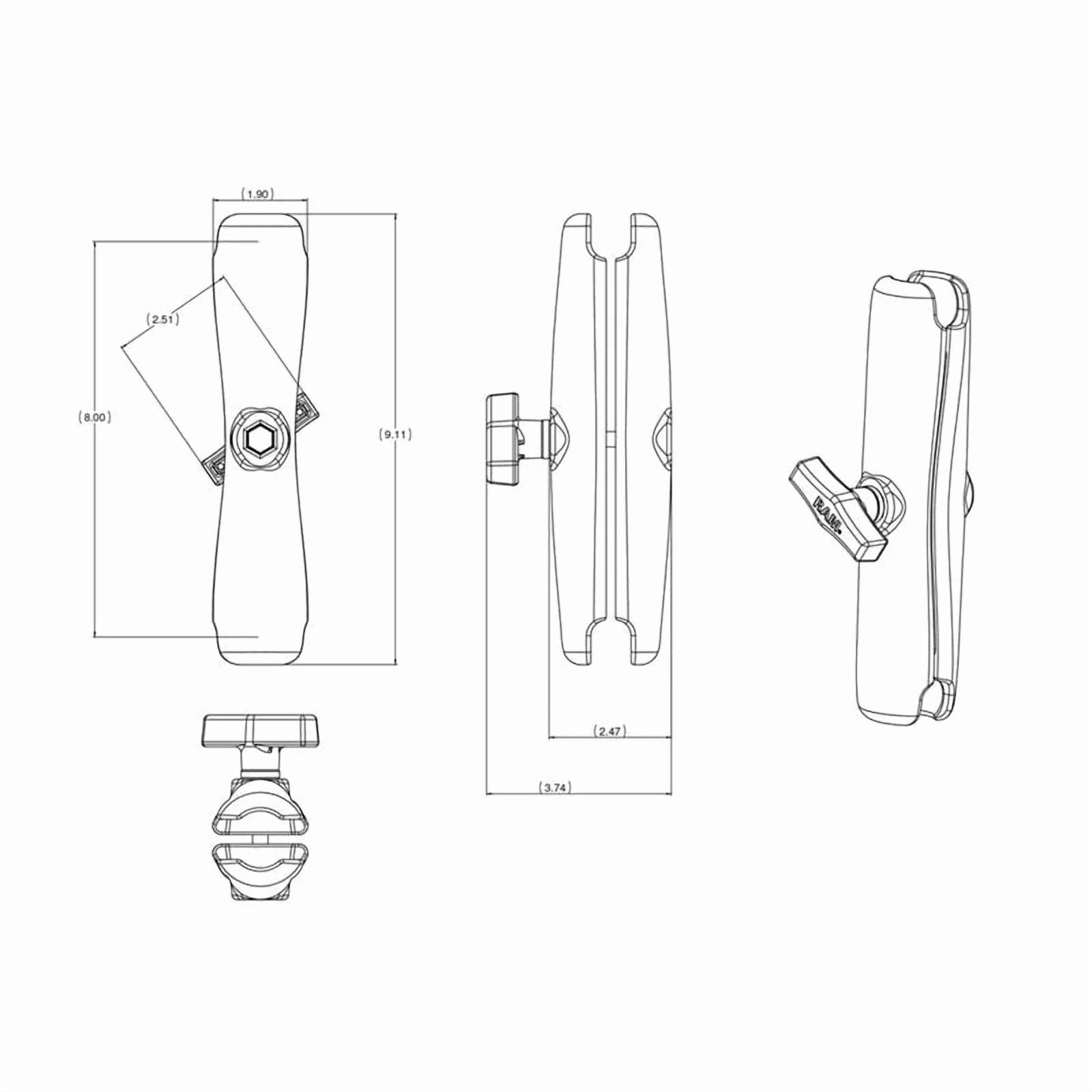 RAM Mounts Mounting Arm for Cradle, Holder, Mounting Base