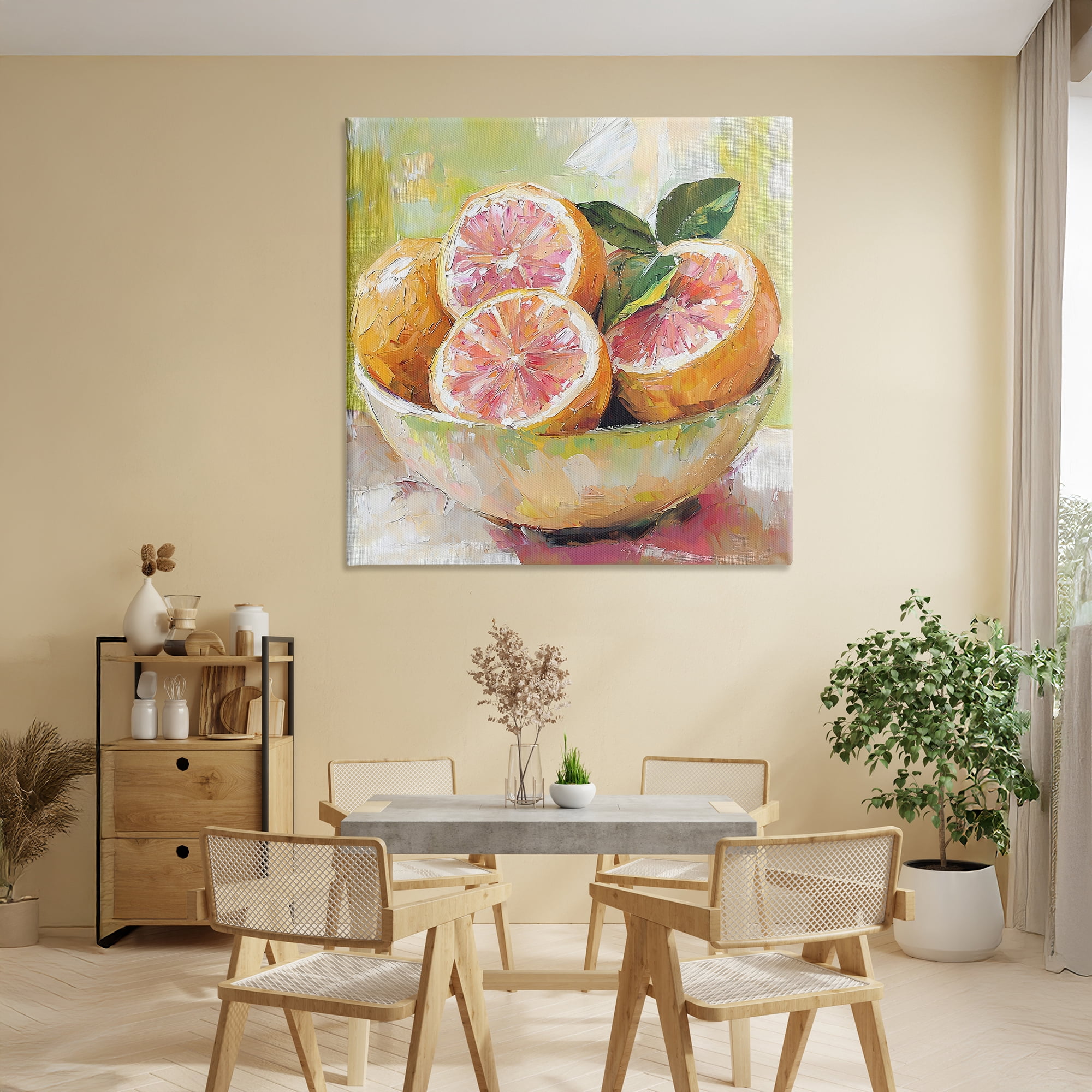 Stupell Industries Bold Grapefruit in Ceramic Bowl Canvas Wall Art, design by Riley B