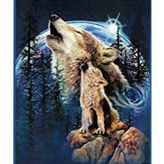Harmony of Wolves Korean Mink Blanket, Queen