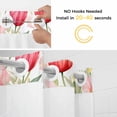 thumbnail image 2 of No Hook Shower Curtain with Snap in Liner, Pink Tulips Spring Flower Waterproof Bath Curtain Double Layers with See Through Top Window, Watercolor Floral Seamless Hotel Shower Curtains 60x72in, 2 of 9