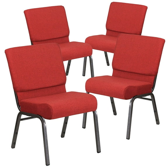 Flash Furniture Crimson Fabric Church Chair,PK4 4-FD-CH0221-4-SV-RED-GG